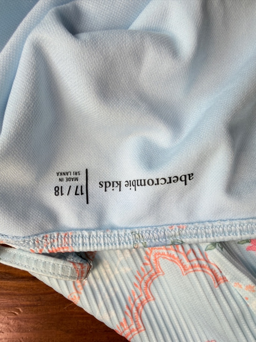 abercrombie kids light blue floral ribbed swimsuit - Picture 7 of 7